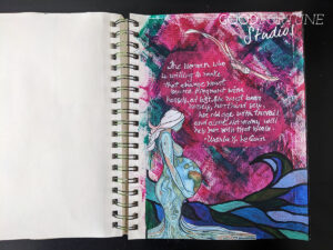 Mixed media collage with Ursula K. LeGuin quote