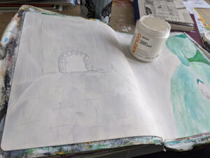 Original starting painting for the 2nd spread of the series