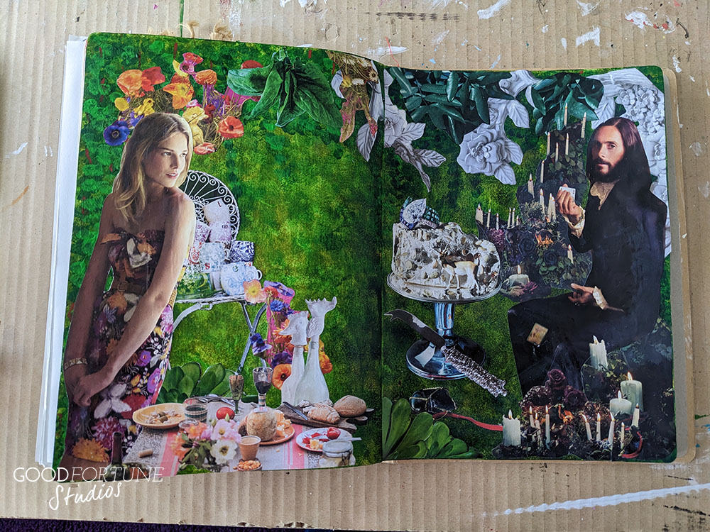 Image of art journal spread for 1st in my Bluebeard series